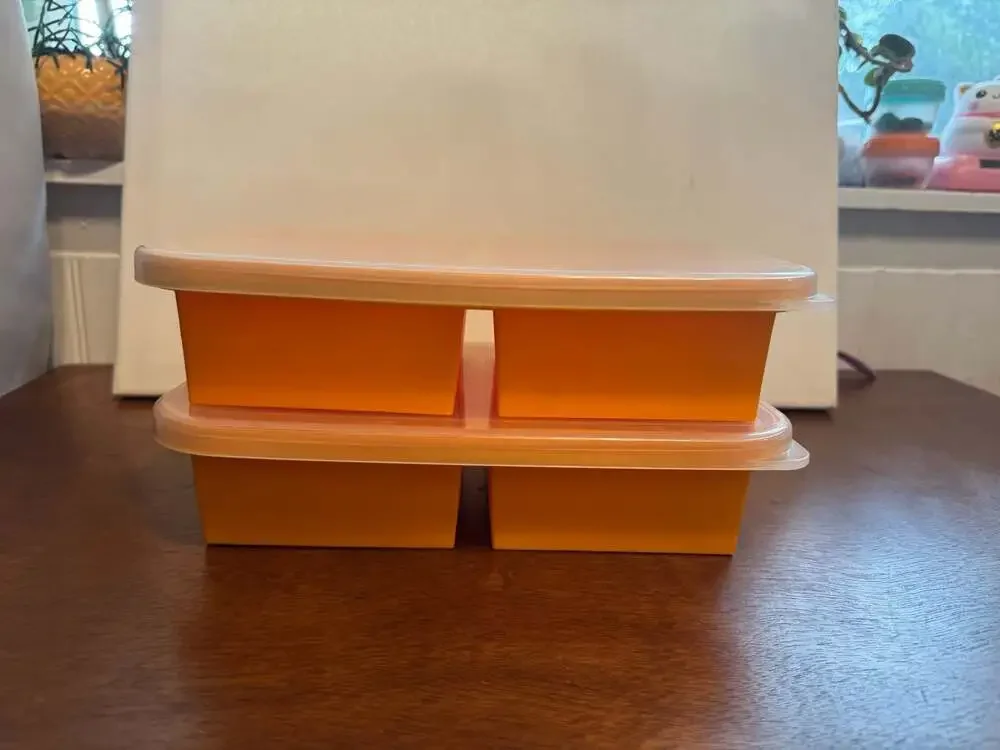 2 Pack Silicone Soup Freezer Containers with Lids 4 Compartment Food Storage Con